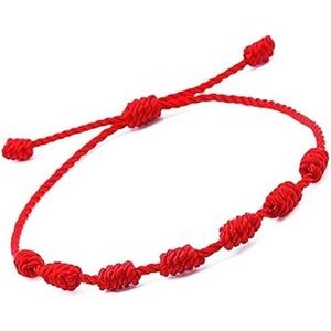 Handmade Tibetan Buddhist Lucky Knot Adjustable String Bracelet Red Black 2pc